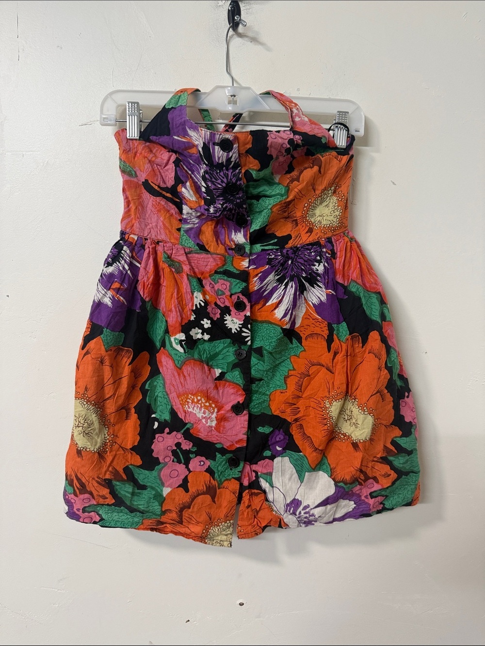 Fire Los Angeles Floral Mini Dress in Orange, Green, Purple, Pink, Black Y2K